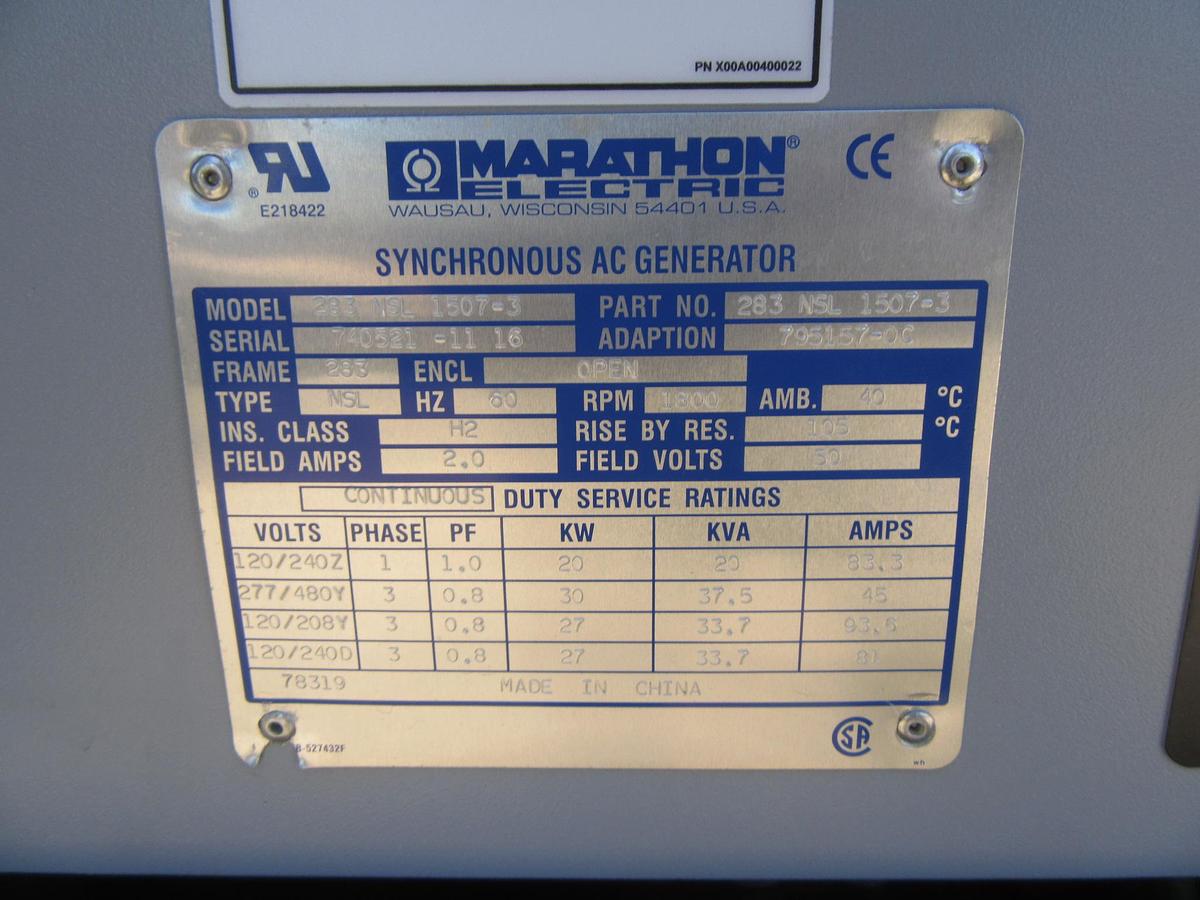Used 20 KW DIESEL GENERATOR MTU 120/240 V 4LE1 ISUZU SOUND ENCLOSED 96 HRS  VIDEO