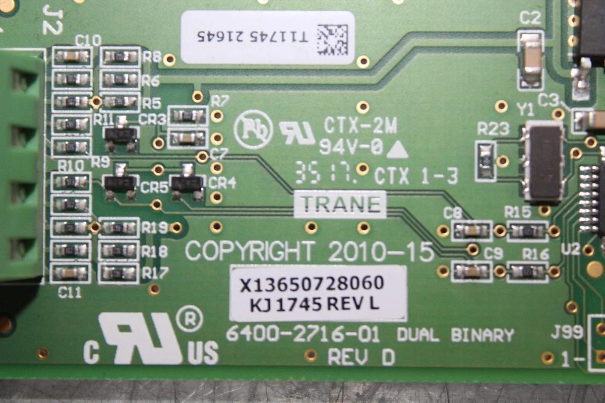 Used TRANE DUAL BINARY 6400-2716-01 REV. D X13650728060 REV. L **WARRANTY**