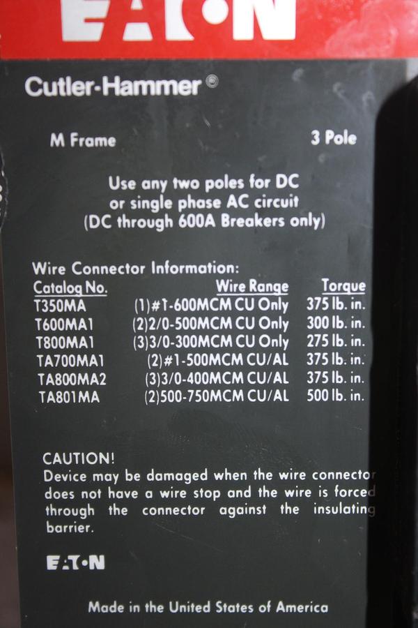 Used EATON CIRCUIT BREAKER FS360015A 15 AMP 600 VAC 3-POLE