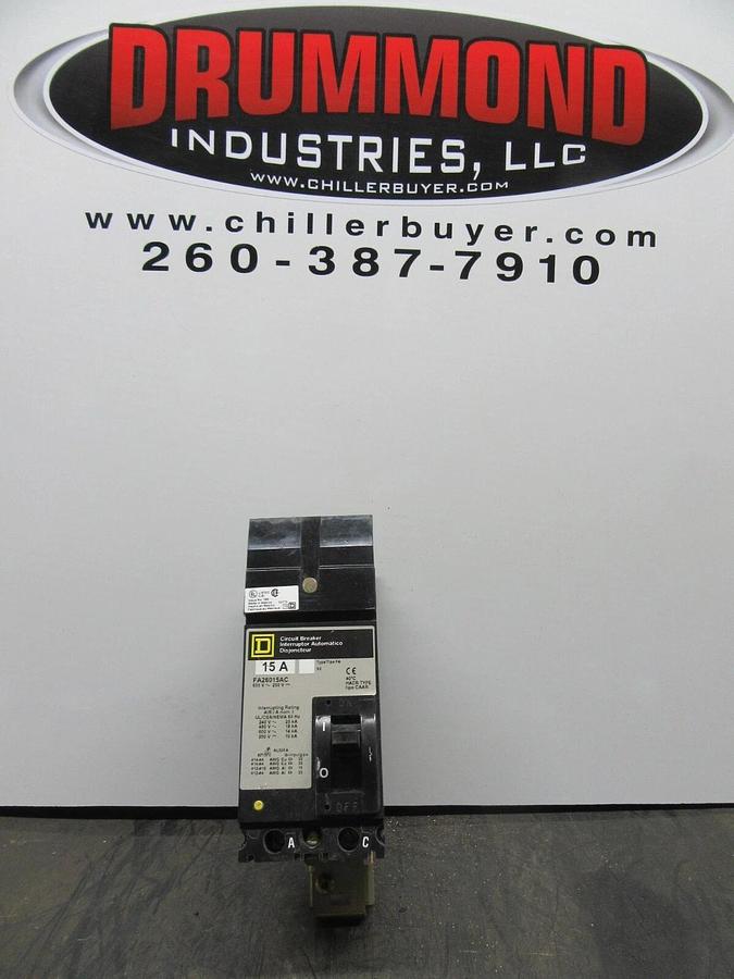 Used SQUARE D I-LINE CIRCUIT BREAKER FA26015AC 2-POLE 15 AMP 600 VAC **WARRANTY**