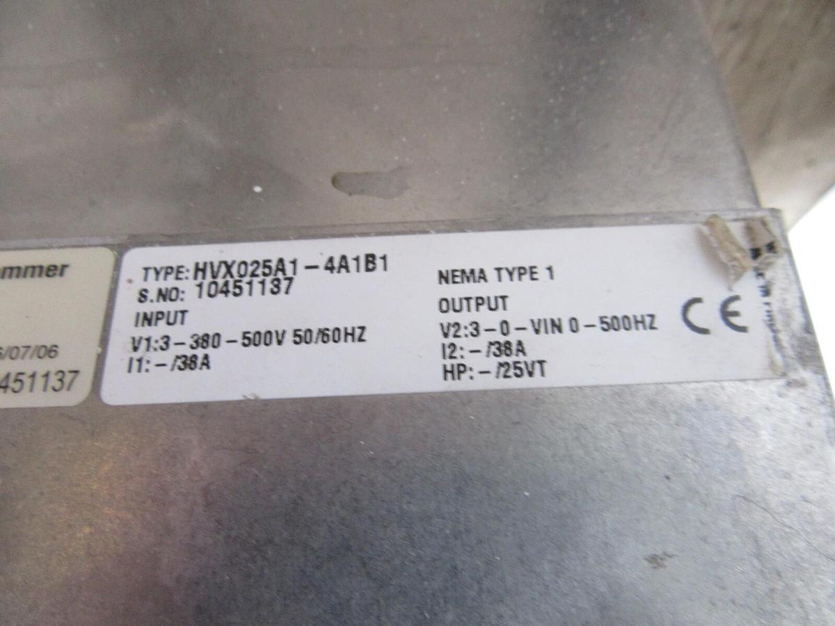 Used 25 HP EATON / CUTLER HAMMER VARIABLE SPEED DRIVE 480 VAC 3 PH 38 AMP HVX025A1
