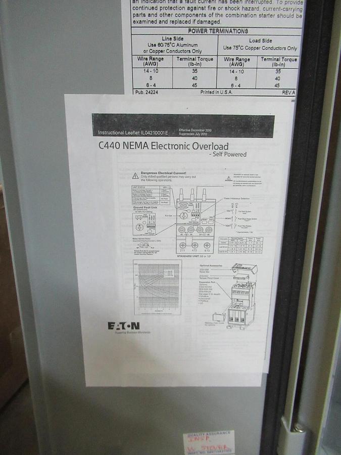 NEW SURPLUS EATON COMBINATION STARTER ECN1611AAB SIZE: 1 27 AMP 10 HP 600 VAC