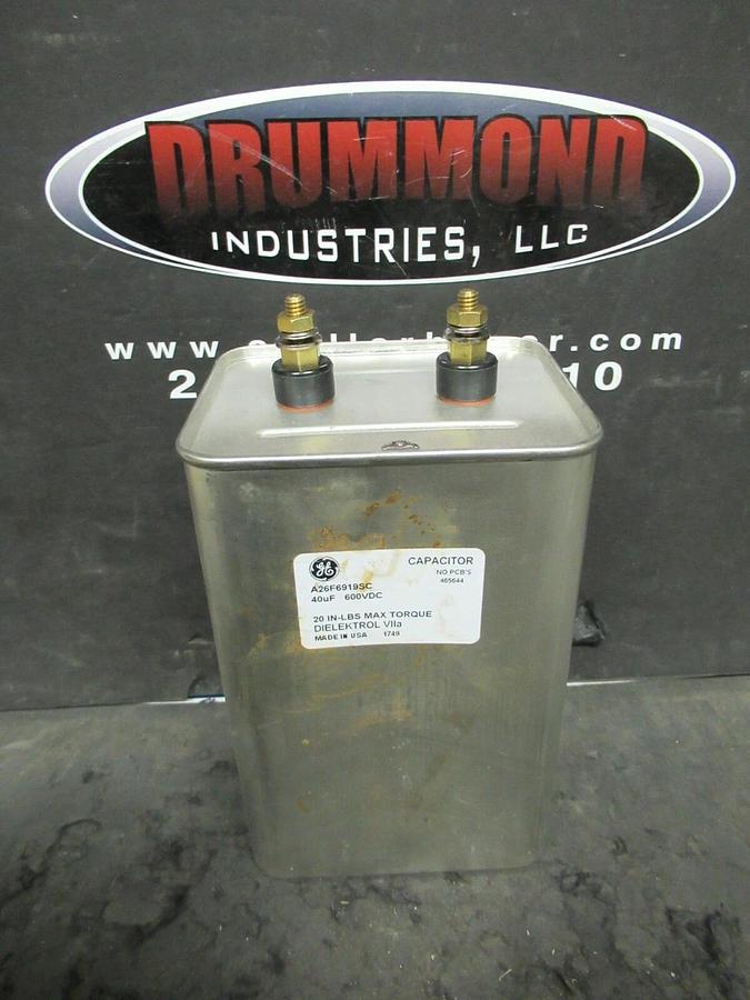 GENERAL ELECTRIC DIELEKTROL VIIA NON-PCB CAPACITOR A26F6919SC 40 uF 600 VDC
