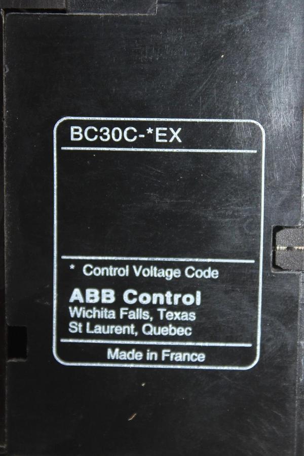 Used ABB CONTACTOR BC30 45 AMP 600 VAC 3-POLE 30 HP COIL: 24 VDC