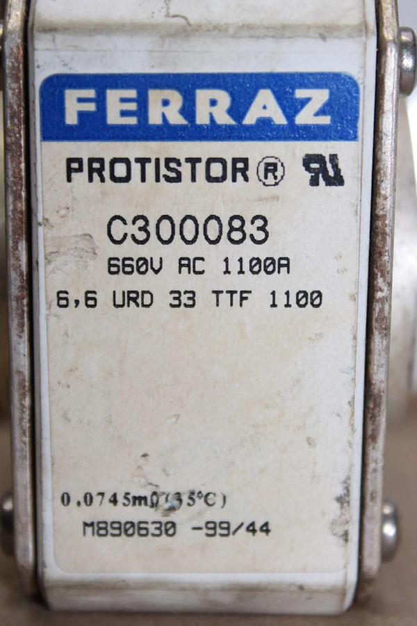 Used FERRAZ PROTISTOR SQUARE BODY FUSE C300083 660 VAC 1100 AMP **WARRANTY**
