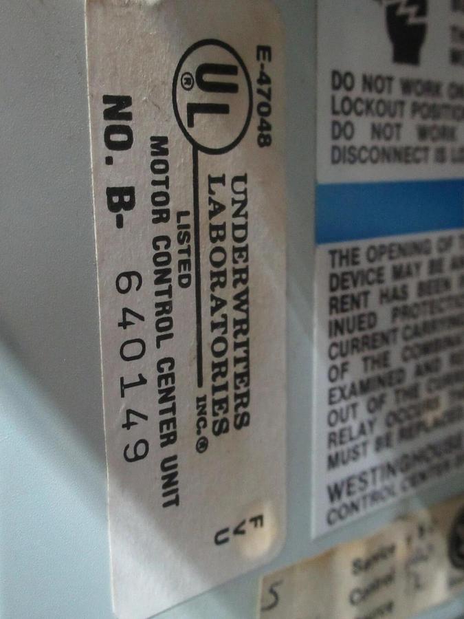 Used CUTLER HAMMER MOTOR STARTER CONTROL BUCKET 2100 12" NEMA SIZE 1 A200M1CACP 7 AMP