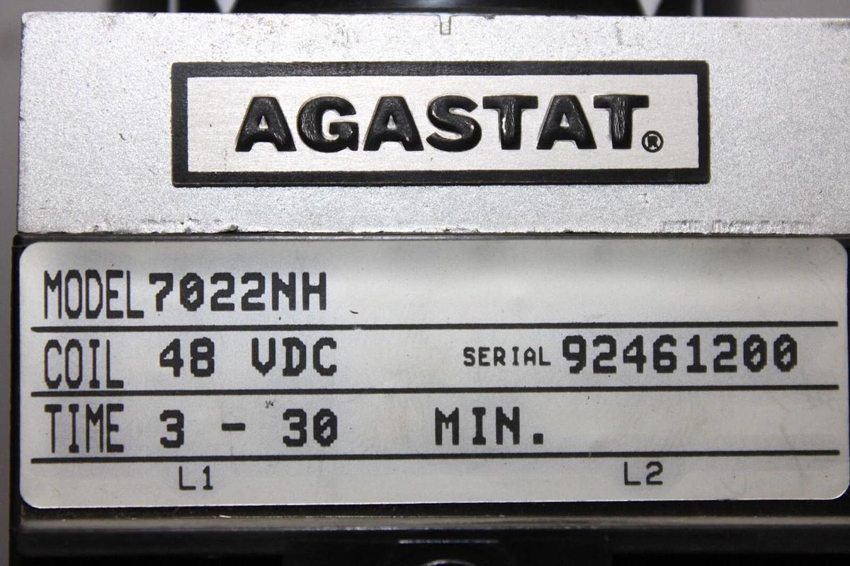 Used AGASTAT TIME DELAY RELAY 7022NH 3-30 MINUTE COIL: 48 VDC **WARRANTY**