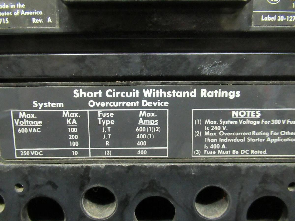 Used CUTLER-HAMMER CIRCUIT BREAKER KS36040YD KS-Y 400 AMP 600 VAC 3-POLE 3-PHASE