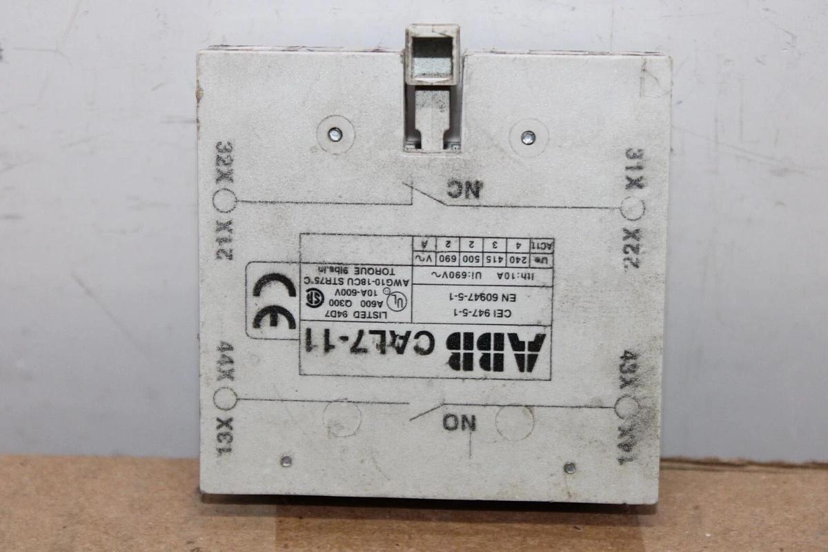 Used ABB AUXILIARY CONTACT BLOCK CAL7-11 10 AMP 600 VAC *WARRANTY INCLUDED*