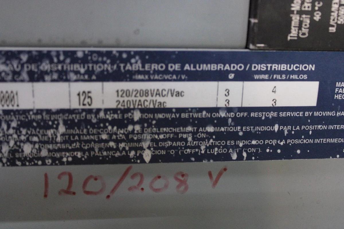 Used SQUARE D TYPE 1 NF MAIN SERVICE PANEL 12106793820100001 125 AMP 30-SLOT 240V