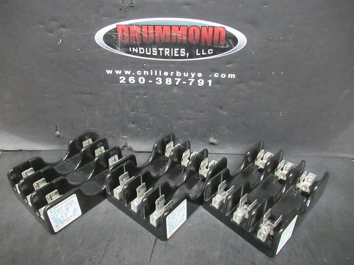 Used (LOT OF 3) MARATHON TRIPLE FUSE HOLDER R6F30A3B / 4100832 3-POLE 600 VOLT 30 AMP