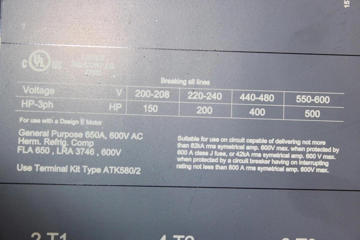 Used ABB CONTACTOR AF460-30 3-POLE 600 VAC 500 HP 700 AMP COIL: 24/60 VOLT