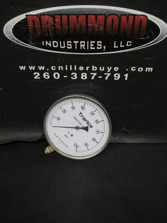 Used TRERICE PRESSURE GAUGE 52-28731 0-100 PSI **WARRANTY INCLUDED**