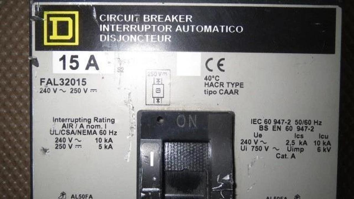 Used 15 AMP SQUARE D BREAKER 240 VAC 3 POLE MODEL FAL32015 **WARRANTY INCLUDED**