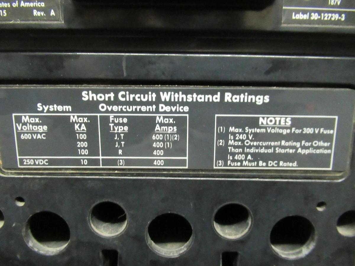 Used 400 AMP CUTLER HAMMER MOLDED CASE SWITCH KS36040YD 600 VAC **WARRANTY**