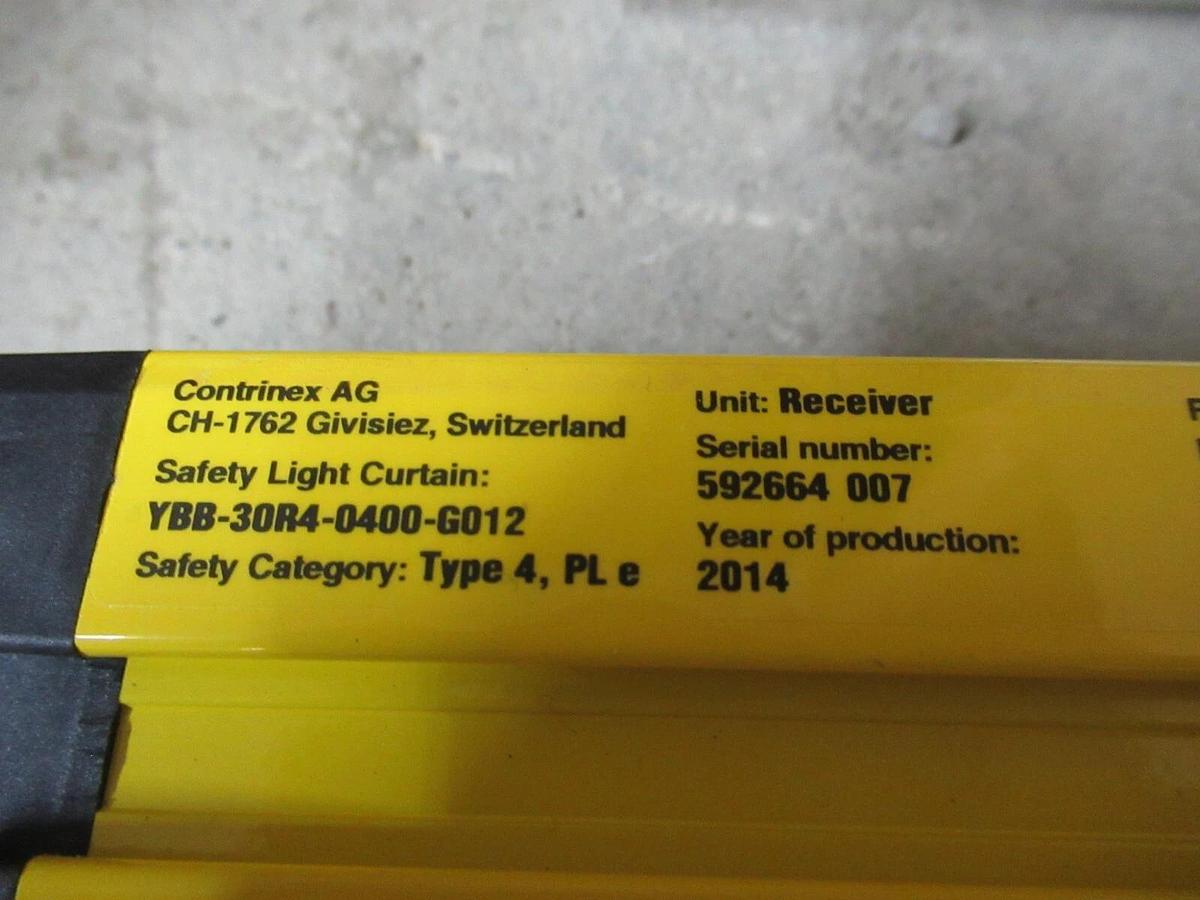 NIB CONTRINEX SAFETY LIGHT CURTAIN PAIR YBB-30S4-0400-G012 / YBB-30R4-0400-G012