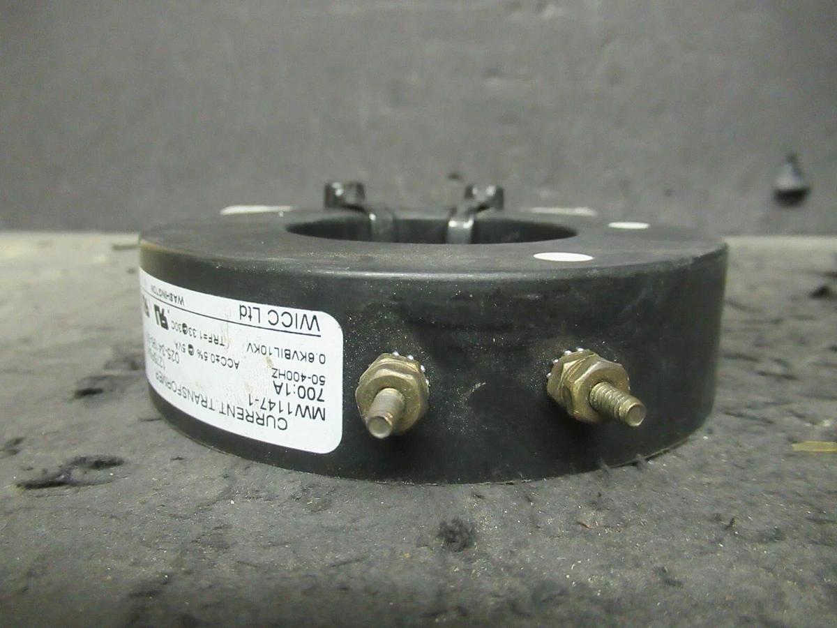 Used WICC LTD MW1147-1 CT CURRENT TRANSFORMER 700:1 RATIO 025-34195-001 50 - 400HZ