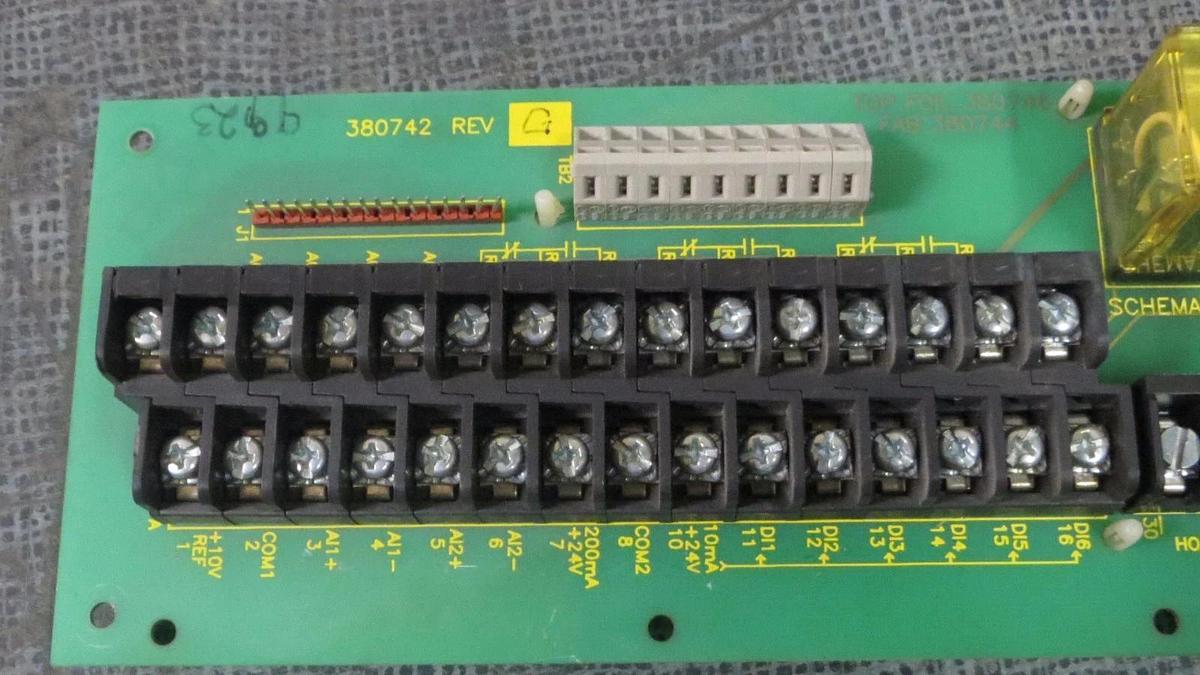 Used ABB RELAY TERMINAL CIRCUIT BOARD 380742 REV G 380771 380743 380745