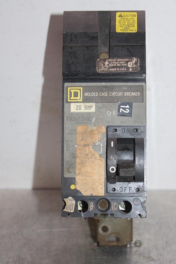 Used SQUARE D I-LINE CIRCUIT BREAKER FC24060AB SERIES 3 60 AMP 480 VAC 2-POLE