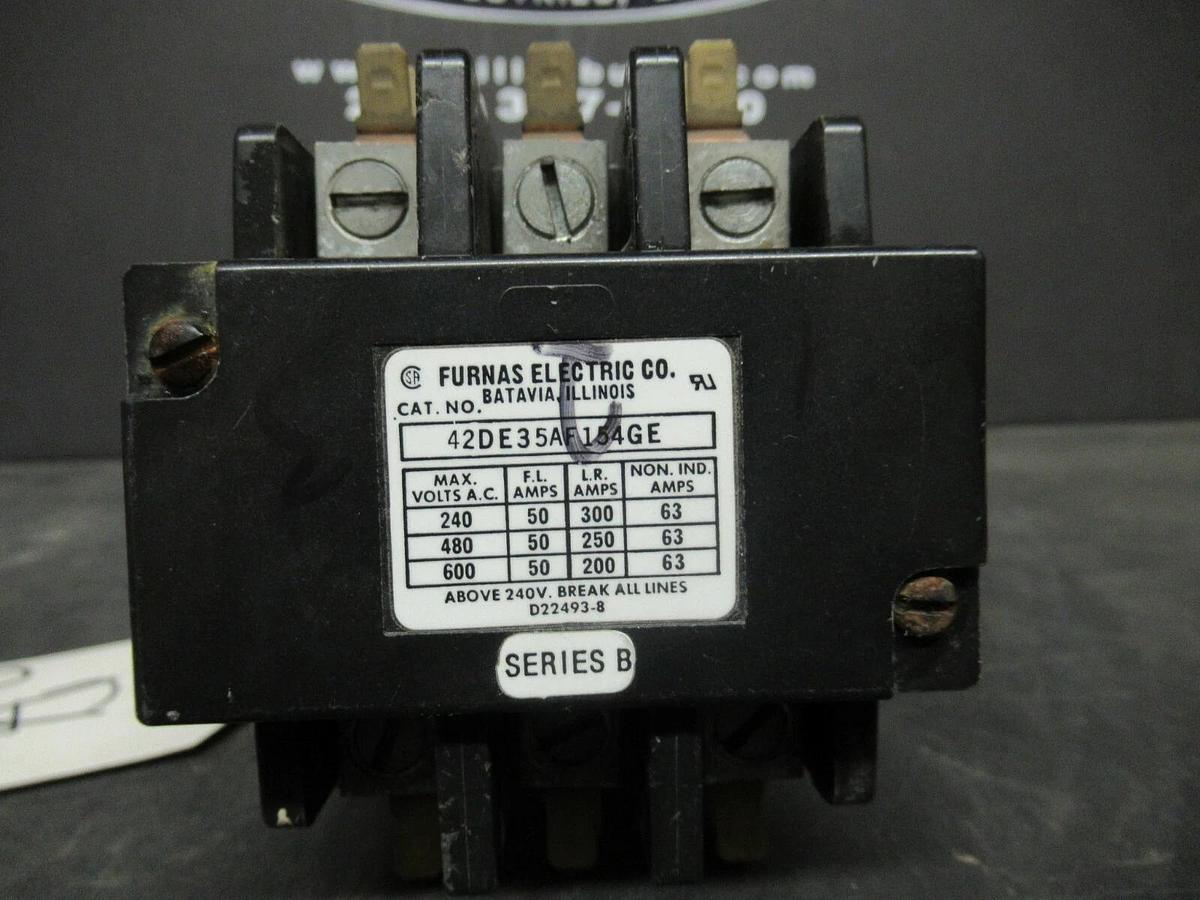 Used FURNAS CONTACTOR 42DE35AF154GE 50 AMP 600 VAC 3-POLE 3-PHASE **WARRANTY**