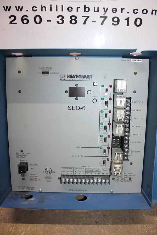 Used HEAT-TIMER SEQ-6 AUTOMATIC HEATING CONTROL STEAM CYCLE SEQUENCING PANEL
