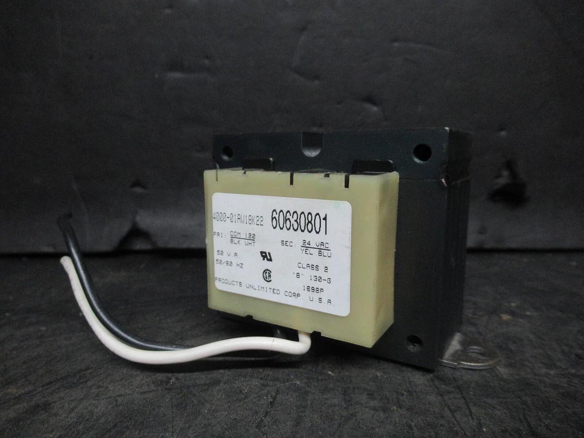 Used PRODUCTS UNLIMITED 4000-01AW18K22 60630801 50 VA PRI: 120 VAC SEC: 24 VAC
