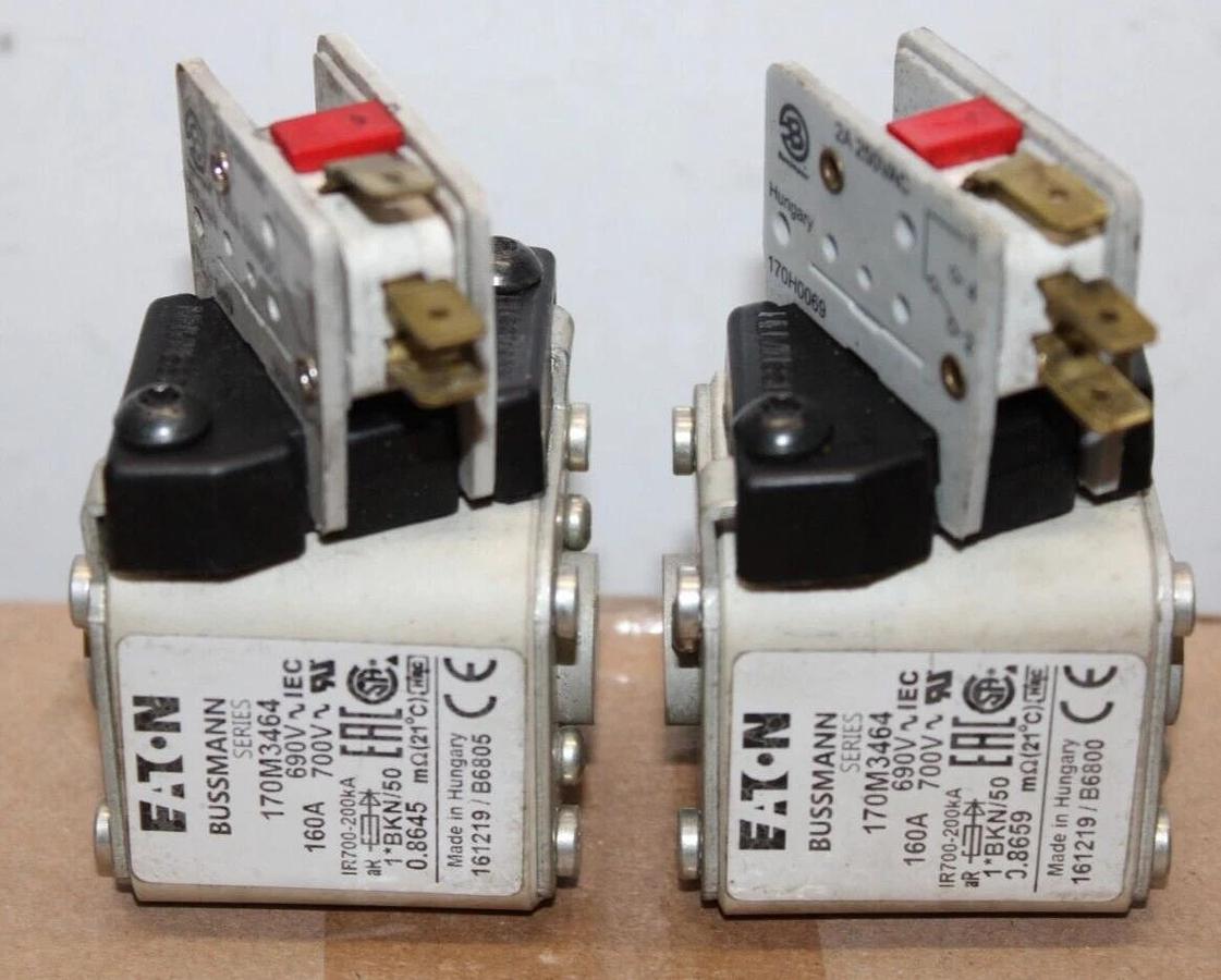 Used LOT OF 2 EATON BUSSMANN FUSE 170M3464 160 AMP 700 VAC **WARRANTY INCLUDED**