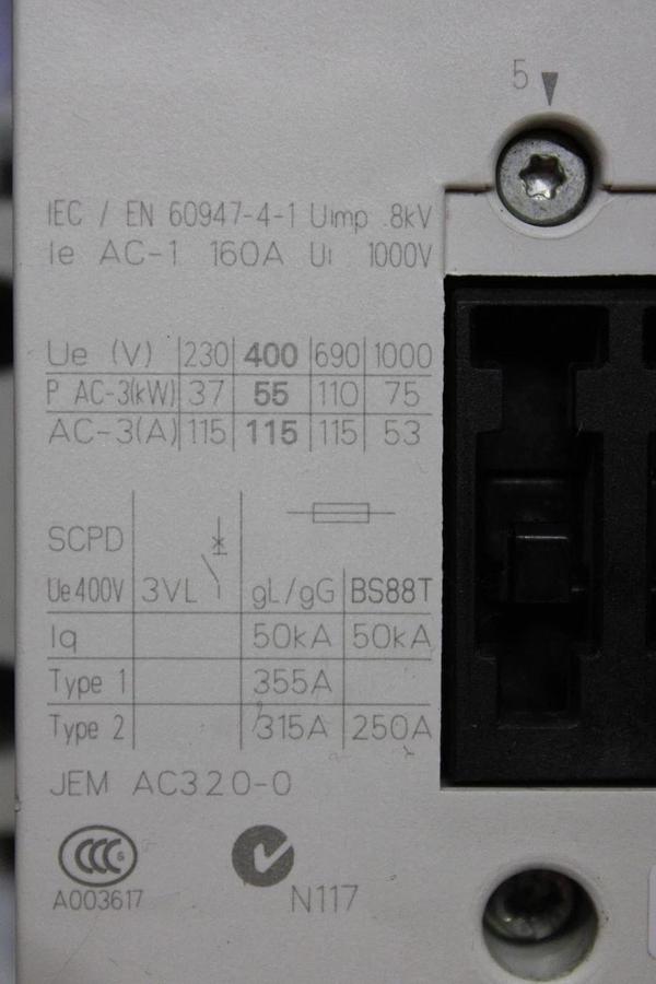 Used SIEMENS SIRIUS CONTACTOR 3RT1054-6...6 600 VAC 140 AMP 125 HP 3-POLE 3-PHASE
