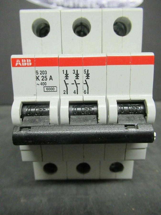 Used 25 AMP ABB BREAKER S203-K25 400 VAC 3 POLE **WARRANTY INCLUDED**