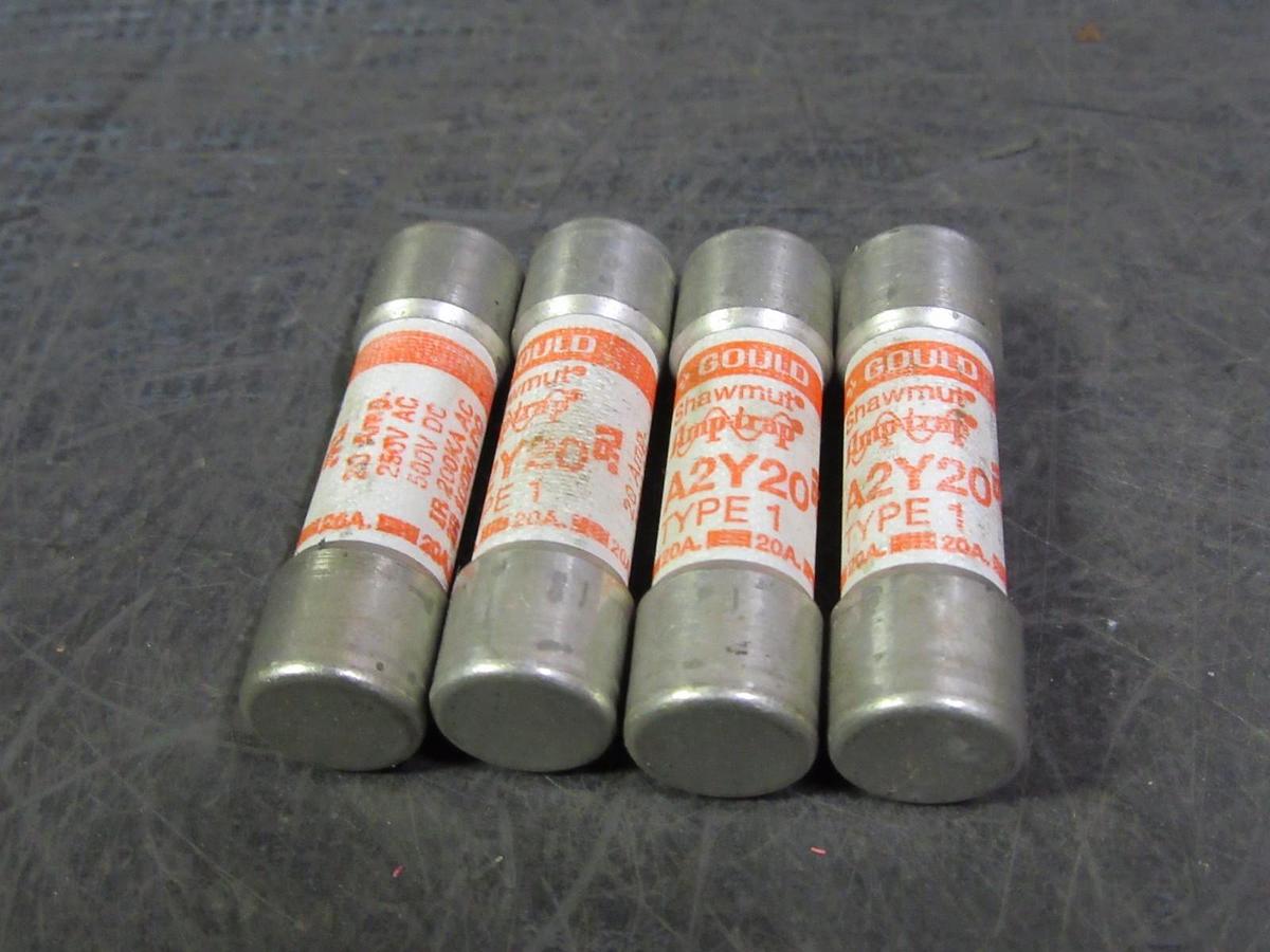 Used (1) A2Y20 GOULD SHAWMUT AMPTRAP FUSE 20 AMP 250 VAC 500 VDC TYPE 1 A2Y20