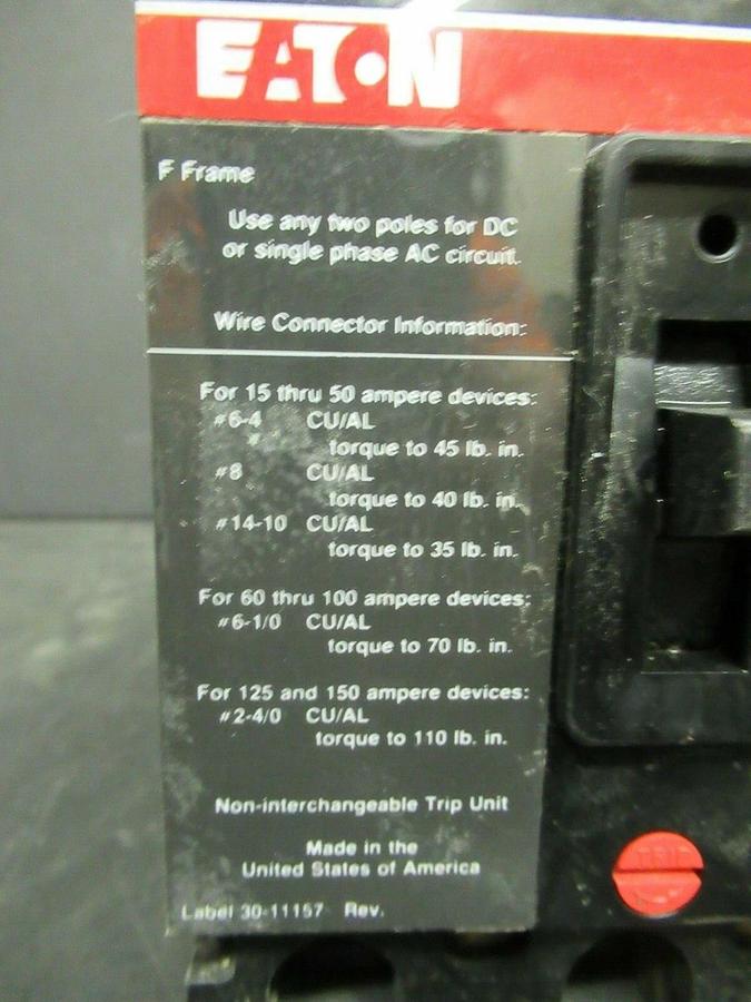 Used 15 AMP CUTLER HAMMER BREAKER FS360015A 600 VAC 3 POLE