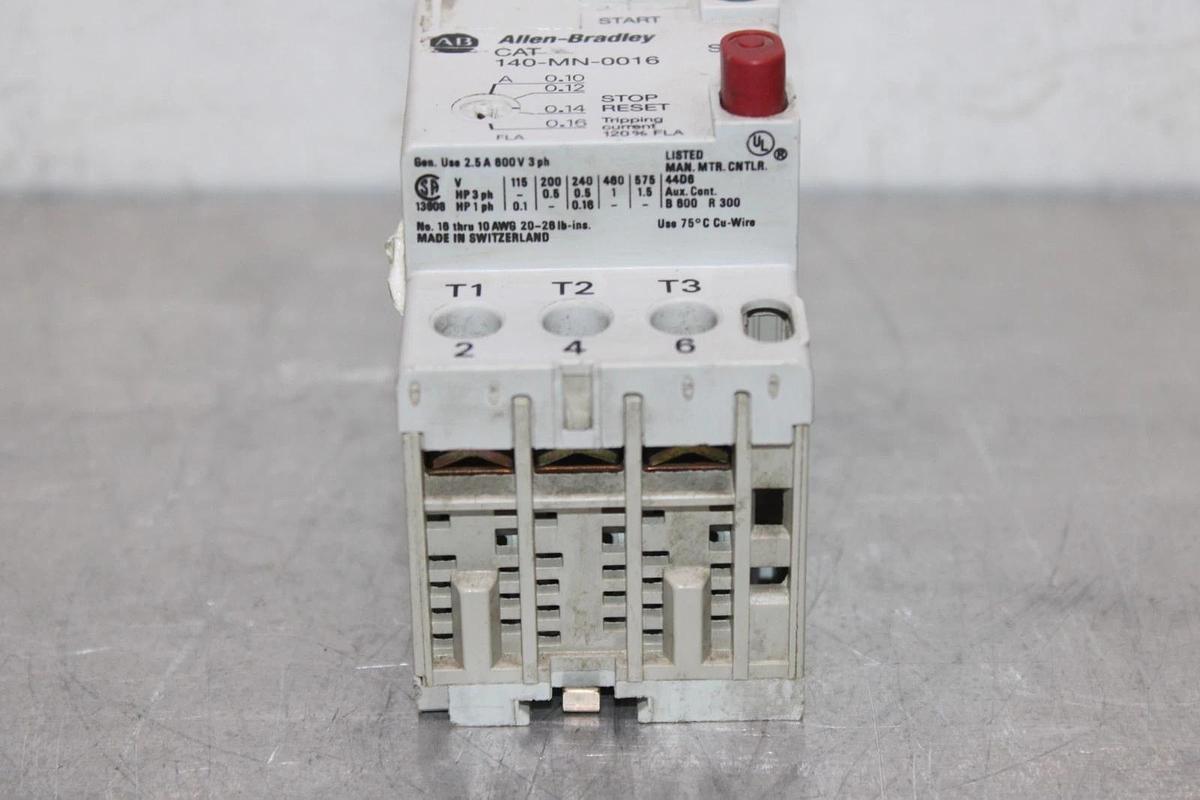 Used ALLEN BRADLEY MANUAL MOTOR STARTER 140-MN-0016 0.10-0.16 AMP 600 VAC 3-PHASE