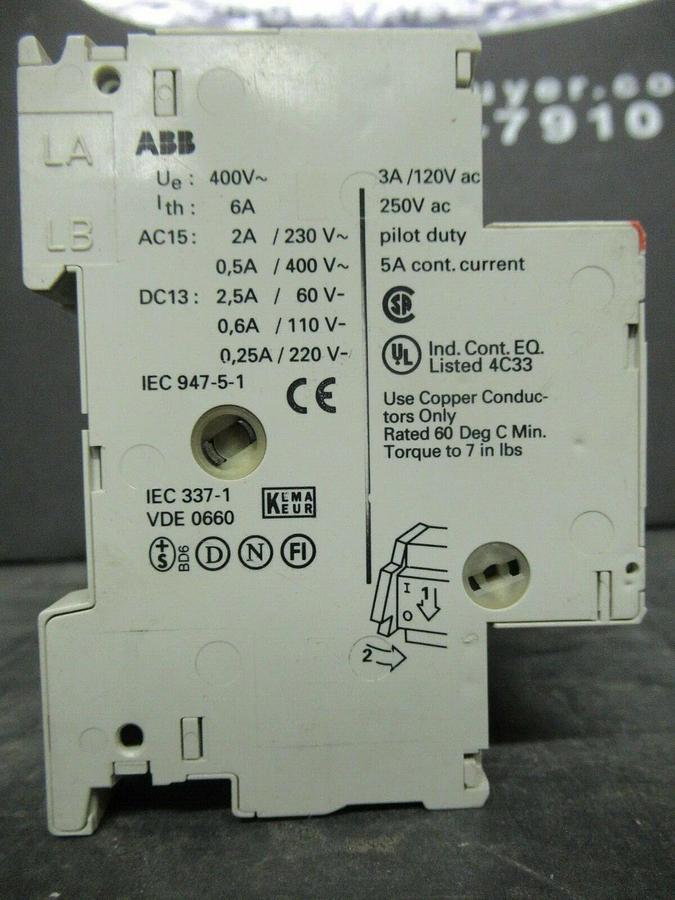 Used ABB MANUAL MOTOR START MS325 4-6.3 AMP 480 VAC W/ AUXILIARY CONTACTS
