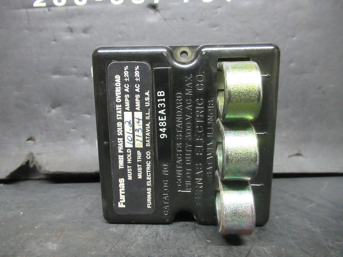 Used FURNAS THREE PHASE SOLID STATE OVERLOAD 948E31B 113:4 AMP TRIP **WARRANTY**
