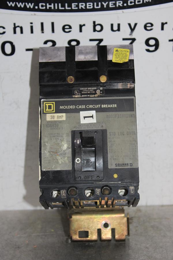 Used SQUARE D I-LINE CIRCUIT BREAKER FH36020 20 AMP 600 VOLT 3-POLE