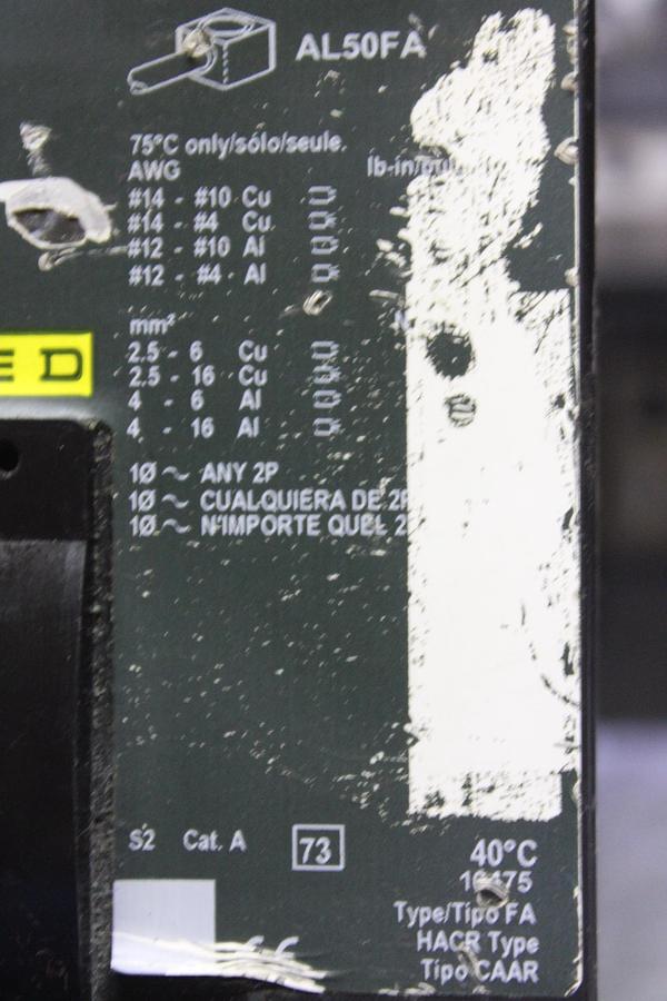 Used SQUARE D I-LINE CIRCUIT BREAKER FH26020AC 20 AMP 600 VOLT 2-POLE AC-POLES
