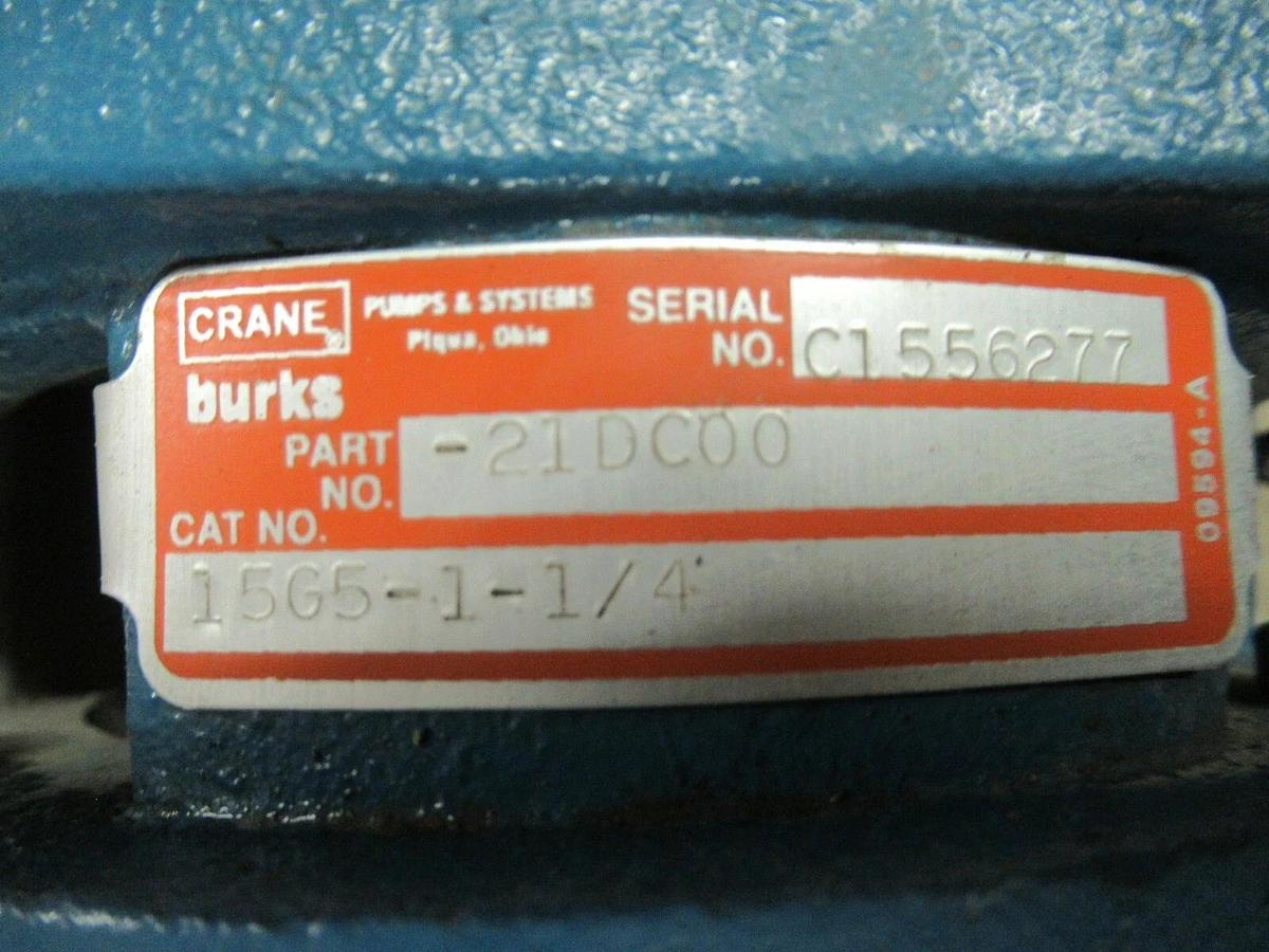 Used BURKS CIRCULATION PUMP 15G5 15G5-1-1/4 1.5 HP 115/208-230 VOLTS 3450 RPM EU1502
