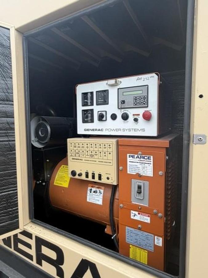 Used 60 KW DIESEL GENERATOR GENERAC 120/240 VOLT ONLY 252 HRS SOUND ENCLOSED VIDEO