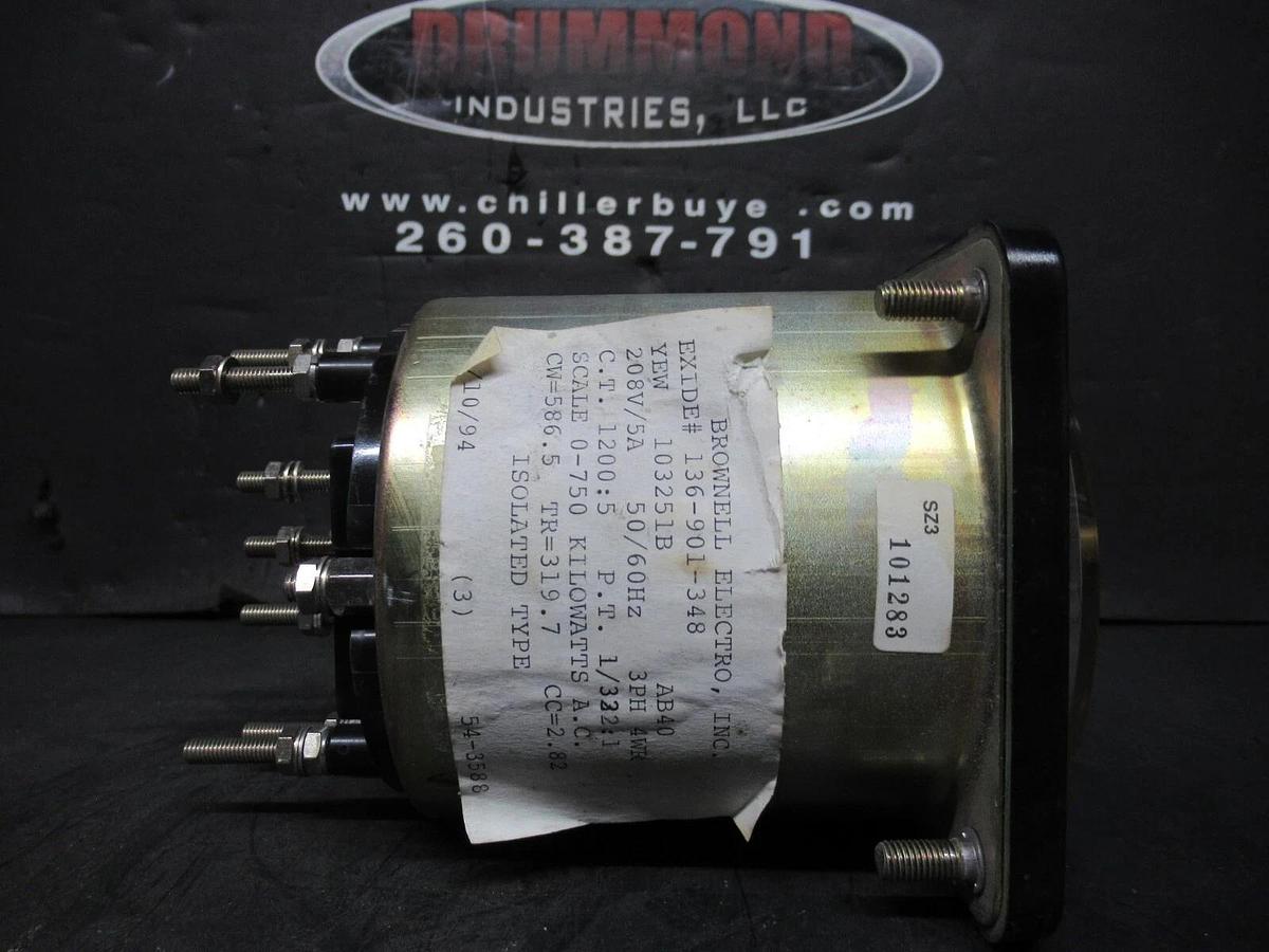 Used YOKOGAWA / BROWNELL ELECTRO AC KILOWATT METER 750 MAX 10325LB / 136-901-348