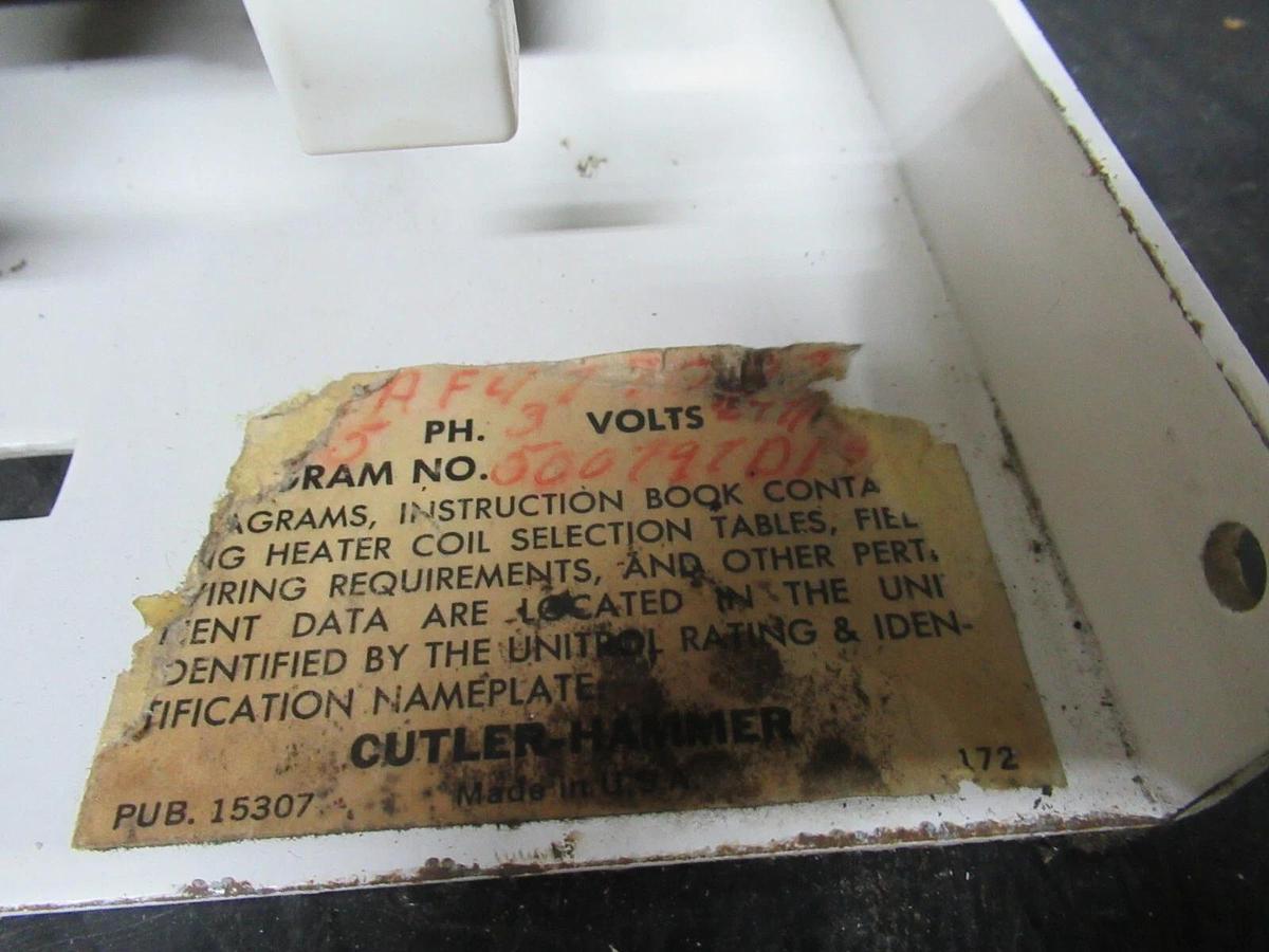 Used CUTLER HAMMER MOTOR STARTER CONTROL 17" W/ A10DN0 NEMA SIZE 2 30 AMP 600 VAC