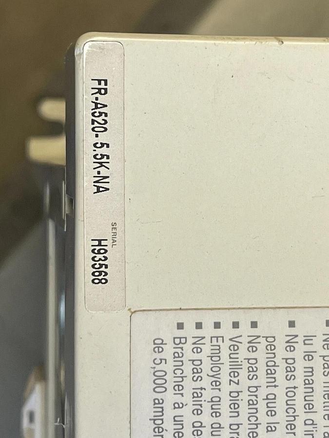 Used MITSUBISHI INVERTER DRIVE A500 FR-A520-5.5K-NA 240 VAC 35.5 AMP **WARRANTY**