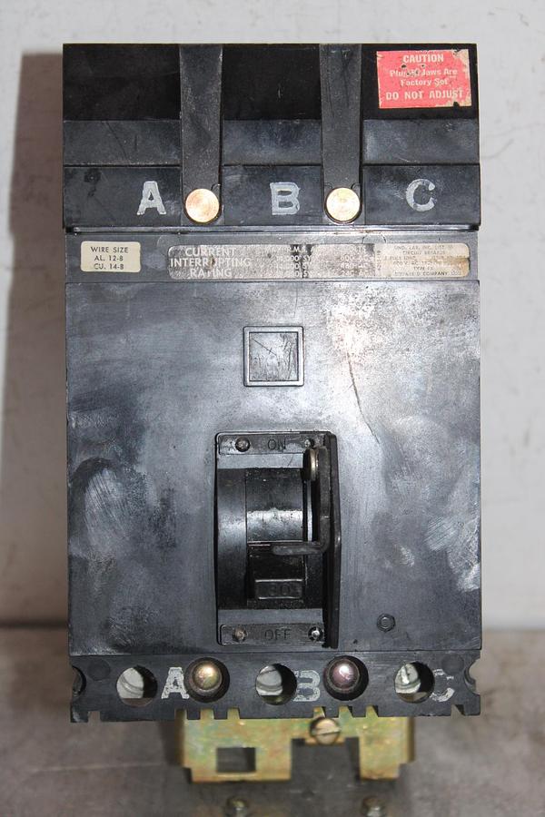 Used SQUARE D I-LINE CIRCUIT BREAKER FH36020 20 AMP 600 VAC 3-POLE