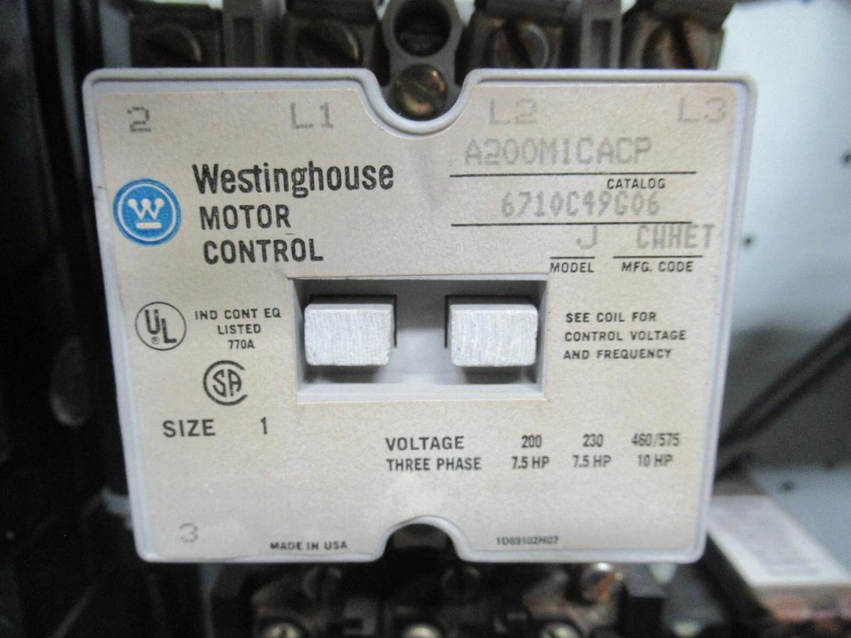 Used CUTLER HAMMER MOTOR STARTER CONTROL MODEL: 2100 12" W/ A200M1CACP NEMA SIZE 1