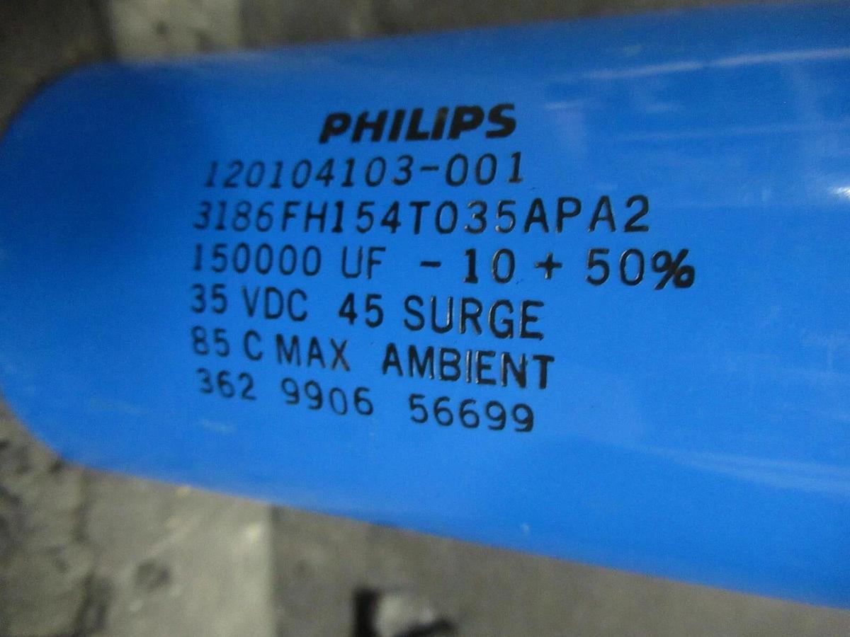Used PHILLIPS 101073142-001 REV B BOARD 120104103-001 150000 uF 35 VDC CAPACITOR