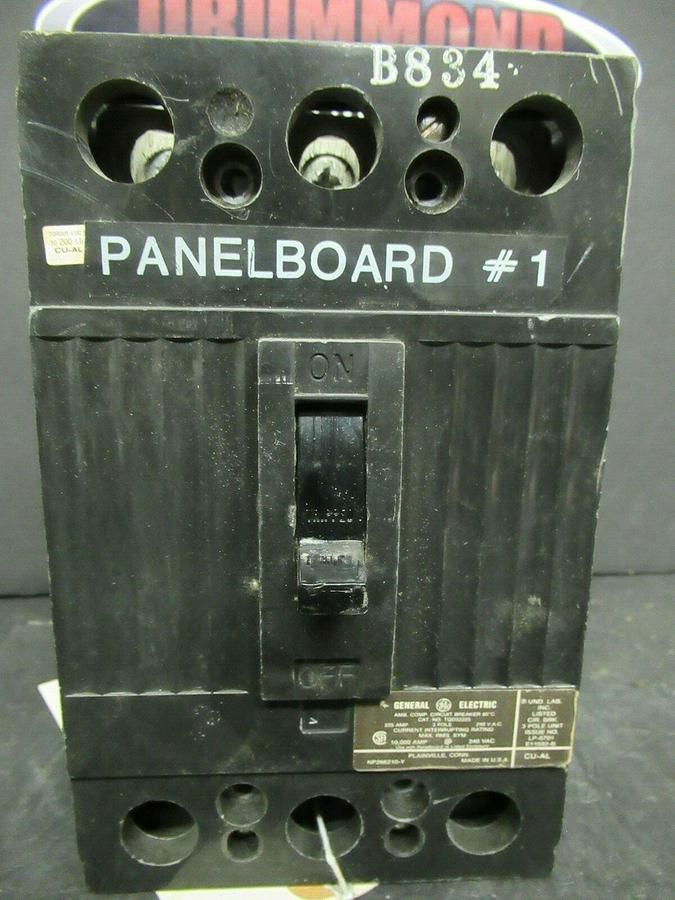 Used 225 AMP GE BREAKER TQD32225 240 VAC 3 POLE **30 DAY WARRANTY INCLUDED**