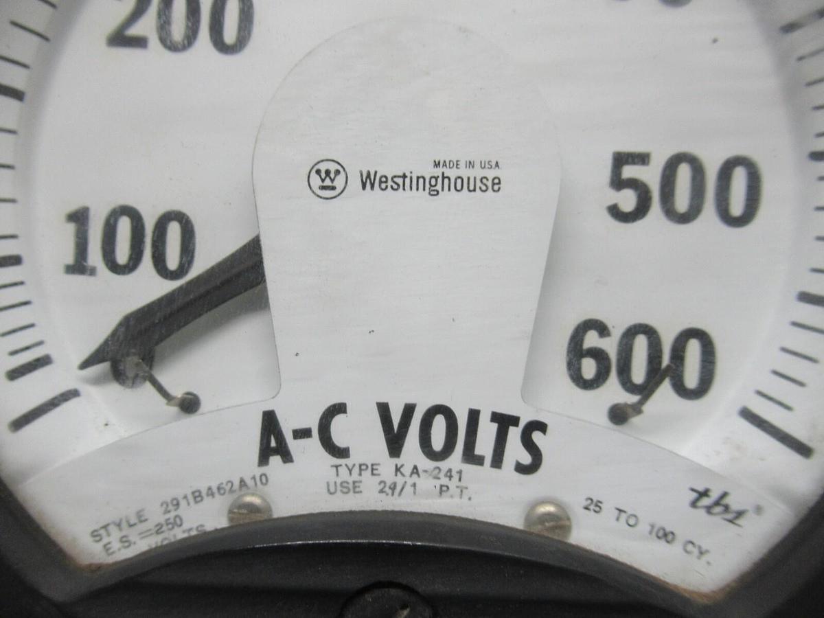 Used WESTINGHOUSE AC VOLT METER 291B462A10 KA-241 600 VOLT **WARRANTY INCLUDED**