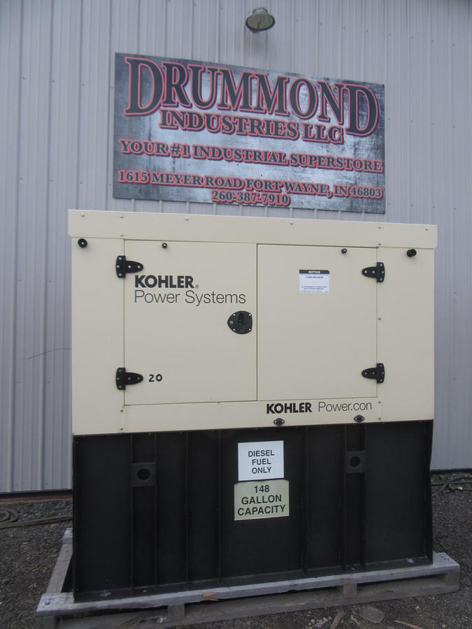 Used 20 KW DIESEL GENERATOR KOHLER 120/240V 20REOZK ENCLOSED ONLY 102 HRS