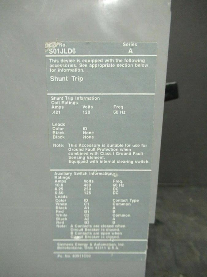 Used SIEMENS SENTRON CIRCUIT BREAKER LD63F600 600 AMP 600 VAC 3-POLE *WARRANTY*