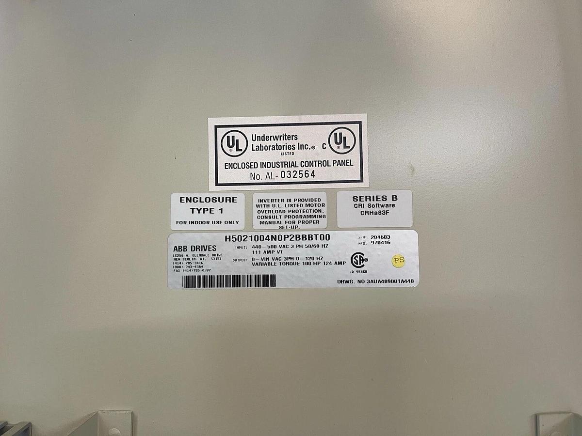 Used ABB ACH504-100-4-00P0 100 HP AC VS DRIVE 3PH 480V ACS504-100-5 100HP 124A ACH500