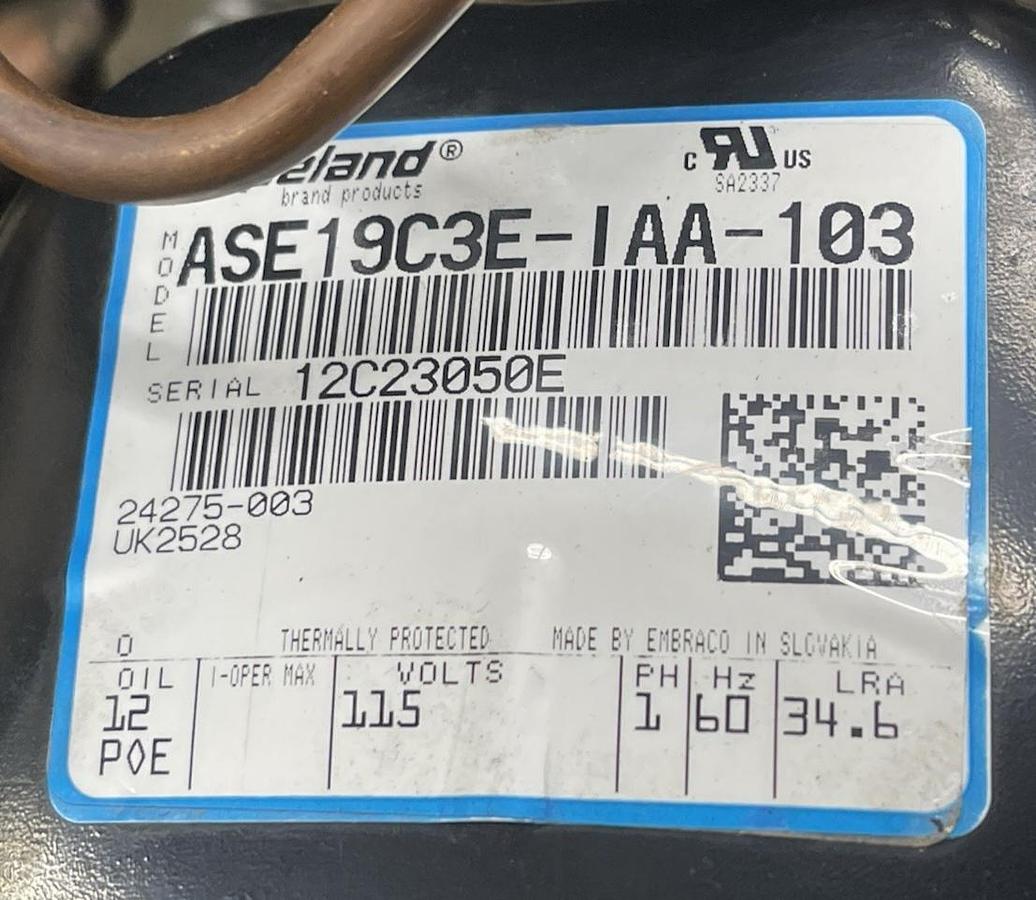 Used TRANE CHILLER PURGE PUMP PRGDA101AE000 M4FH-0026-IAA-240 115 VOLT 12.3 AMP